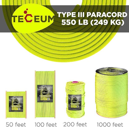 TECEUM 5/32" Paracord Rope 1000 – 1000ft / 200ft / 100ft / 50ft – Tactical - Image 9