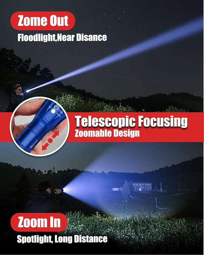Victoper LED Flashlight 2 Pack Blue, Bright High Lumens Tactical Flashlights - Image 3