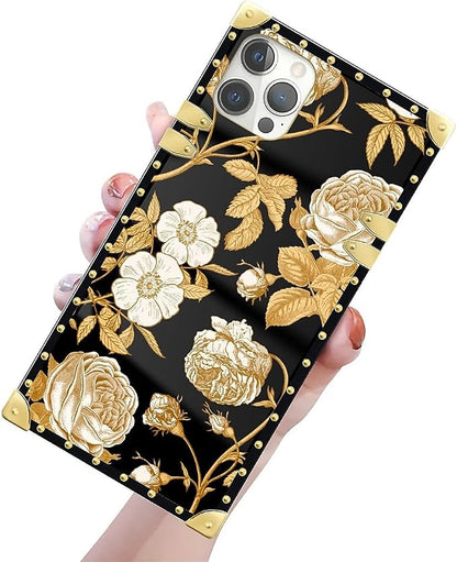Compatible with iPhone 12 12 Pro Case, Blooming Rose Golden Flower Luxury - Image 3