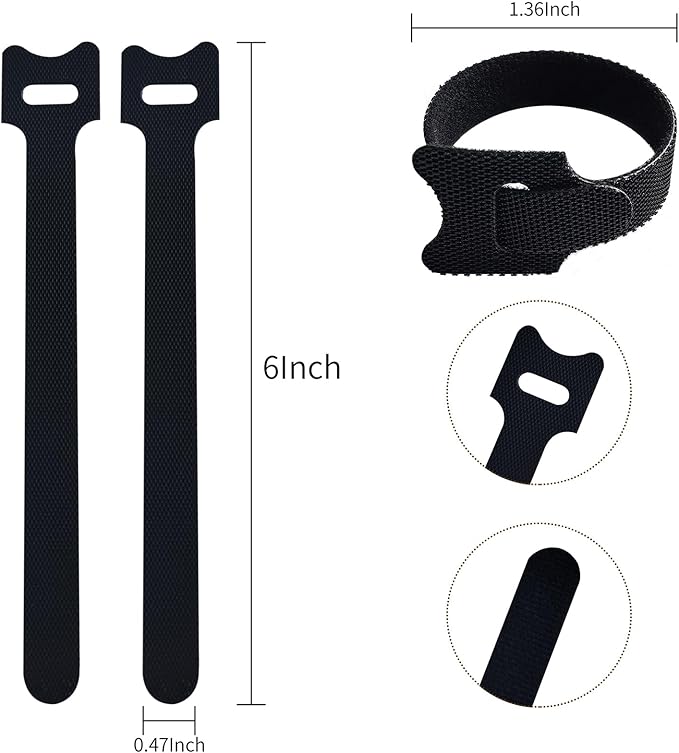 200 PCS 6 Inches Black Reusable Cable Ties, Adjustable Cord Straps, Cable - Image 2