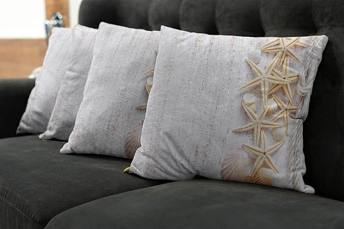 Ambesonne Seashells Throw Pillow Cushion Case Pack of 4, Starfish Marine in - Image 7