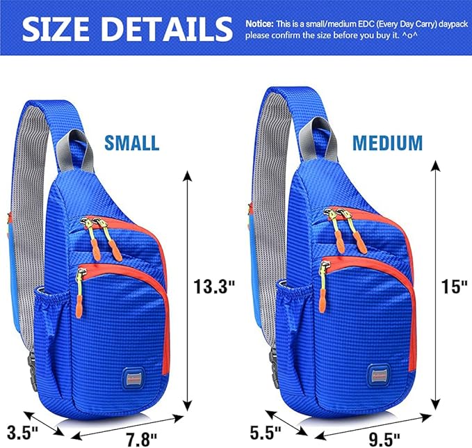 Peicees Small Sling Backpack Waterproof Unisex Shoulder Bag Chest Crossbody - Image 5