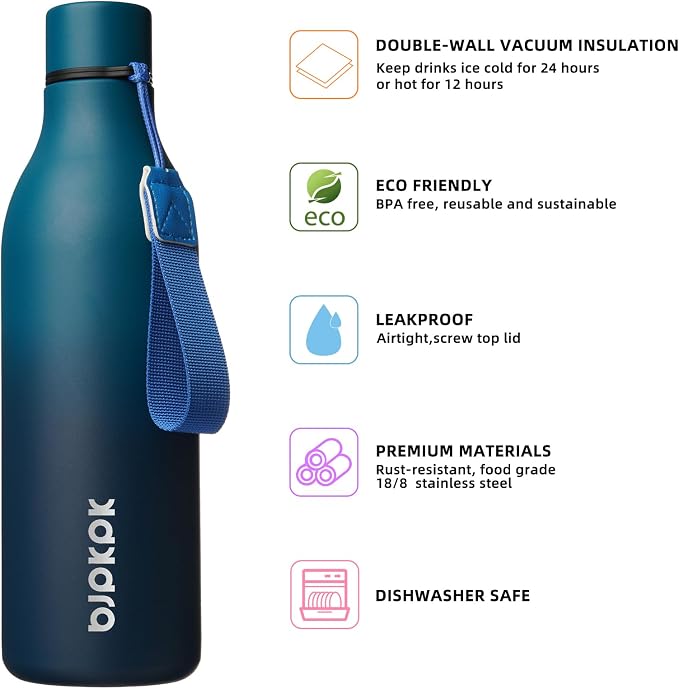 BJPKPK Insulated Water Bottles, 25 oz Stainless Steel Metal Water Bottle - Image 2