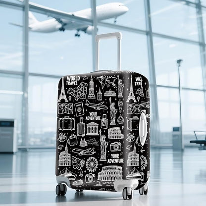 ANNA QUEEN Travel Seamless Pattern Luggage Cover -Stretchable Airplane Suitcase - Image 9