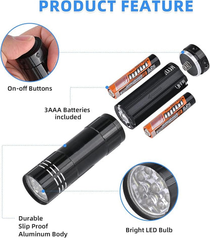 10 Pack of Flashlights 9 LED Mini Aluminum Flashlight Bulk - Image 2