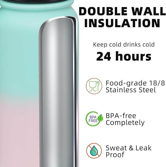 Fanhaw 24 oz Insulated Stainless Steel Water Bottle - Image 3