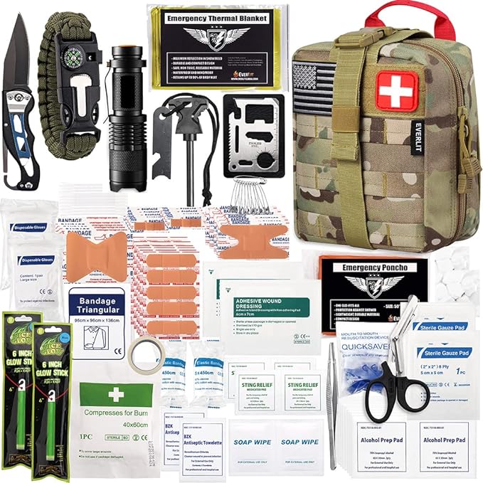 EVERLIT 250 Pieces Survival First Aid Kit IFAK EMT Molle Pouch Survival Kit by EVERLITSURVIVAL