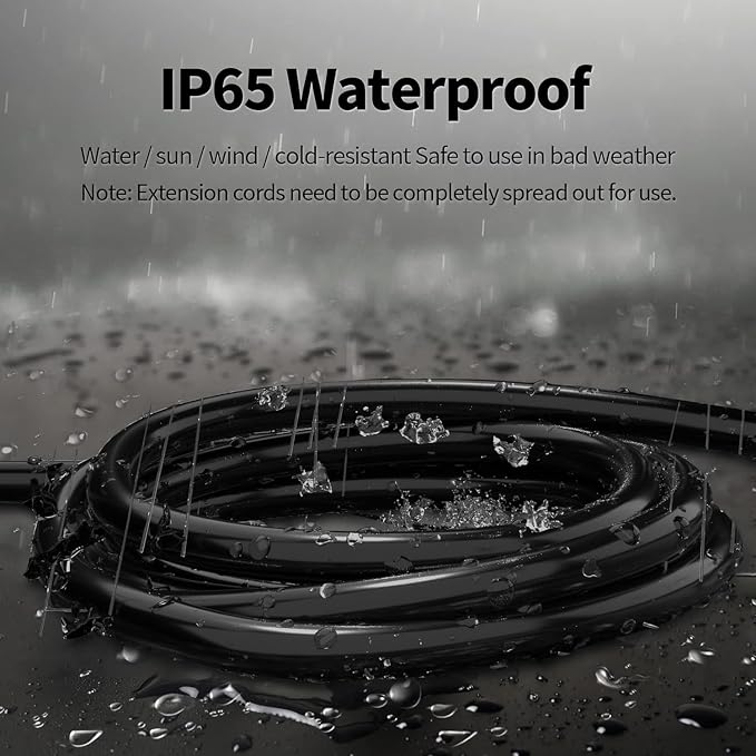 POWGRN 50 FT 16/3 Black Indoor Outdoor Extension Cord Waterproof, 3 Prong - Image 5