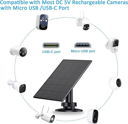2W Solar Panel for Security Camera Outdoor, USB/USB-C Charger - Image 6