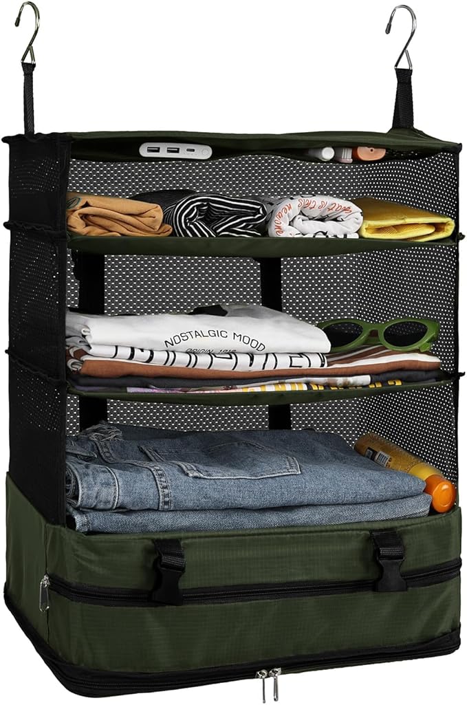 Surblue Hanging Closet Storage Bag Collapsible 3-Shelf Washable Oxford Fabric by SURBLUE