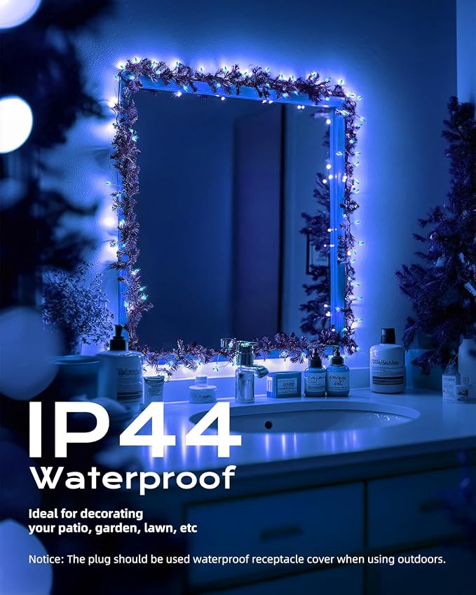 Brightown Blue Christmas Mini String Lights, 100-Count 26.5ft Incandescent Bulb - Image 5