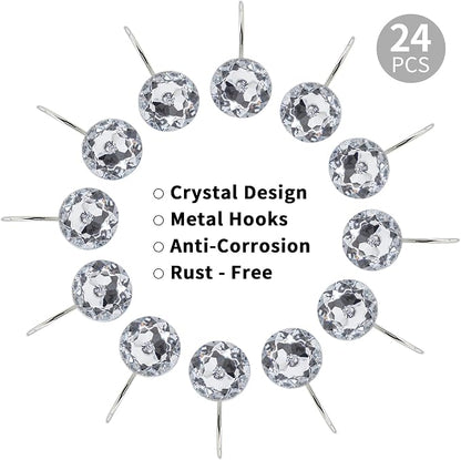MitoVilla White Clear Shower Curtain Hooks 24 Pcs Set, Metal Shower Hooks - Image 4