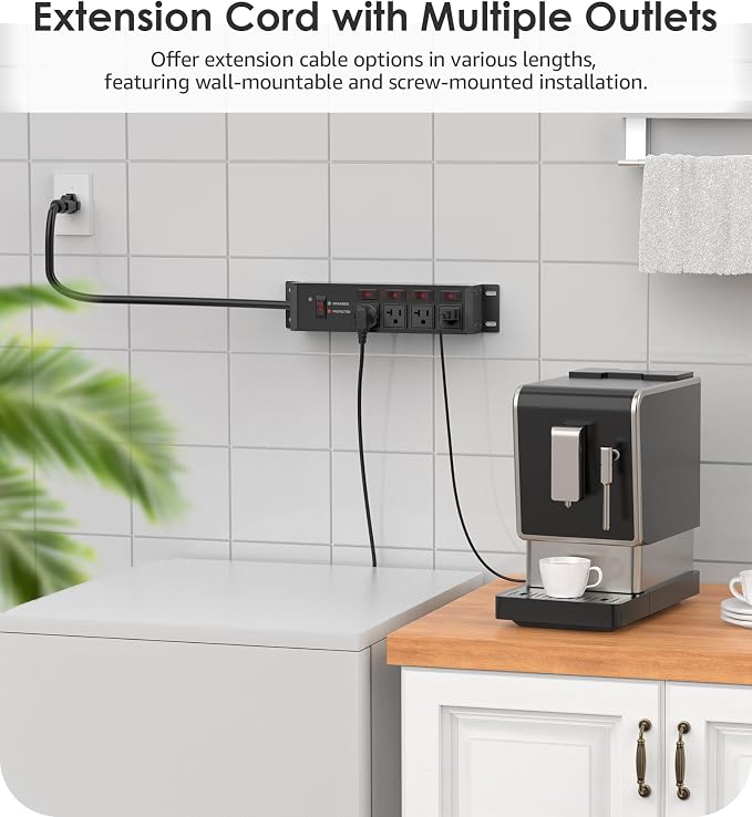 CCCEI Heavy Duty Surge Protector Power Strip 20 Amp Individual Switches. 25FT - Image 5