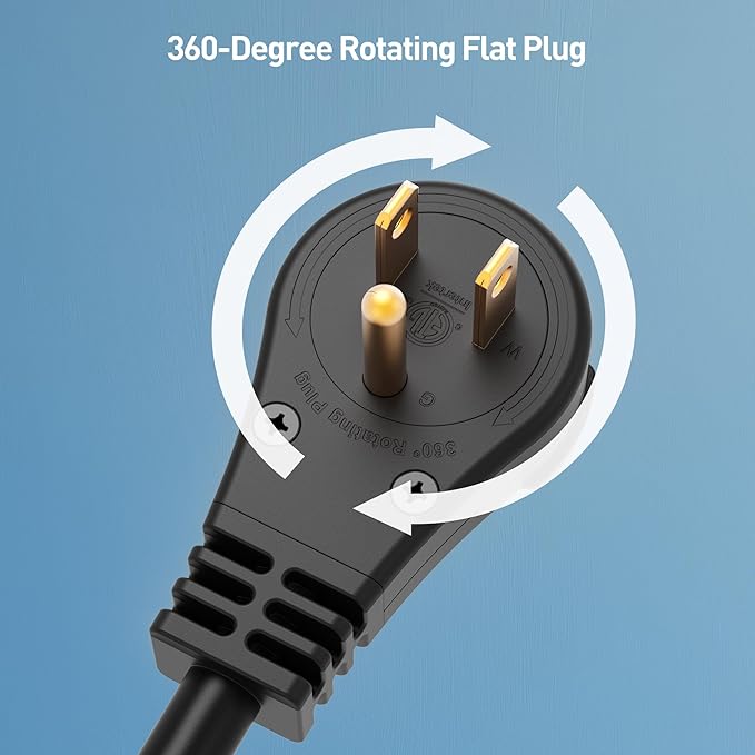 Cable Matters 2-Pack 16 AWG 360° Rotating Flat Plug Short Extension Cord - 1ft - Image 2
