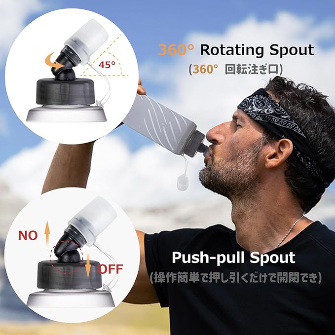 Azarxis TPU Soft Flask Collapsible Water Bottles BPA-Free 250ml 350ml 500ml - Image 3