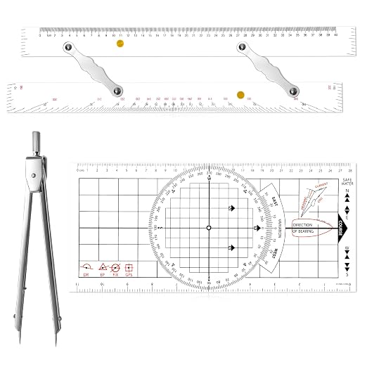 3 Pcs Basic Navigation Set, Include 16 Inch Parallel Ruler by Unknown