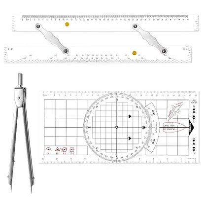 3 Pcs Basic Navigation Set, Include 16 Inch Parallel Ruler by Unknown