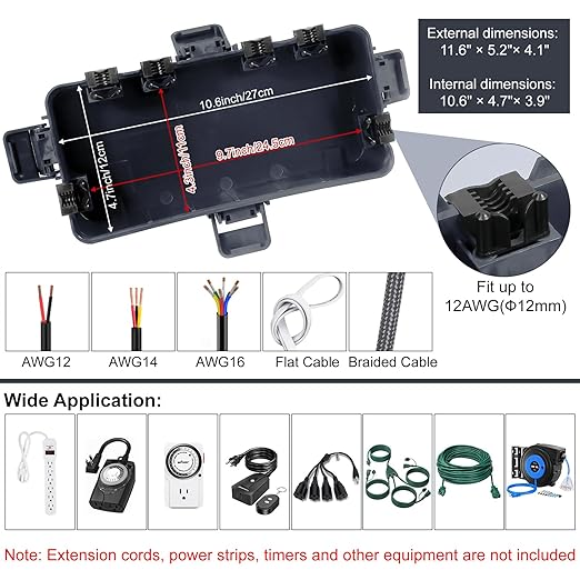 Outdoor Electrical Box Waterproof, OUTDSPLY Medium Outdoor Electrical Box w/ 6 - Image 5