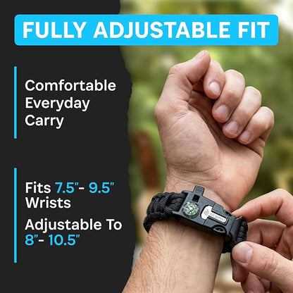 Paracord Bracelet Compass Hiking Survival Kit Emergency Whistle Fire Starter - Image 4