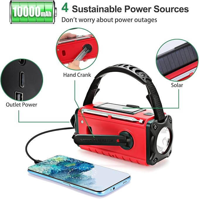 Emergency Weather Radio 10000mAh, Portable Radio - Image 4