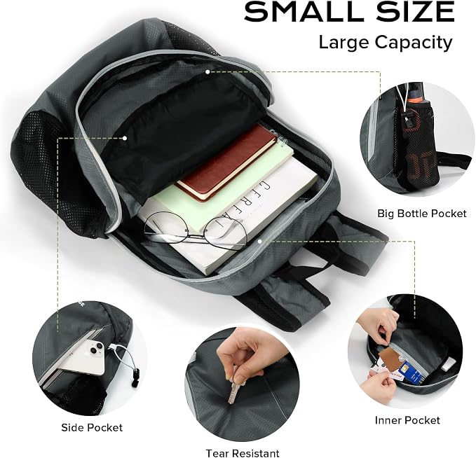 VPBAGE 15L Water-resistant Hiking Daypack, Small Backpack Travel Outdoor - Image 3