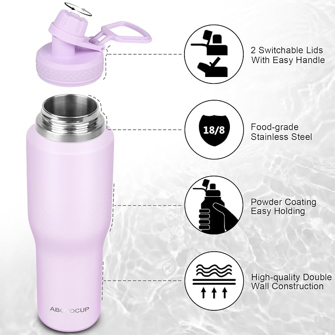 ABOTOCUP 32oz Insulated Water Bottle, Fit in Any Car Cup Holder, Water Bottle - Image 6