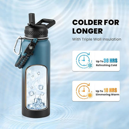 RAYMYLO Insulated Water Bottle 40 oz, Triple Wall Vacuum Stainless Steel - Image 2