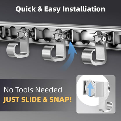4 Pack L Track Hooks with Single Stud Fitting, Spring-Loaded Adjustable Gear - Image 4