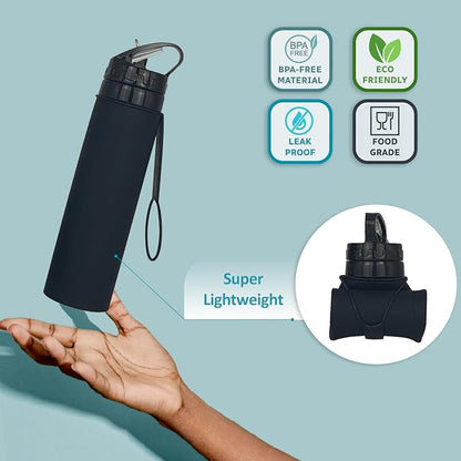 Collapsible Water Bottles 20oz, Odorless BPA-Free Silicone, Leak-Proof Foldable - Image 3
