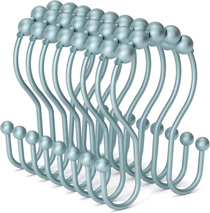 Bathway Shower Curtain Hooks, Shower Curtain Rings Rust Proof Double Hook - Image 7