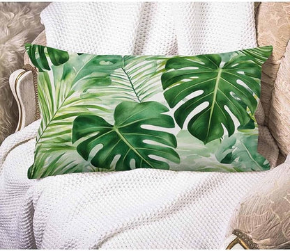 EKOBLA Throw Pillow Cover Green Tropical Palm Fern Leaves Jungle Foliage by EKOBLA