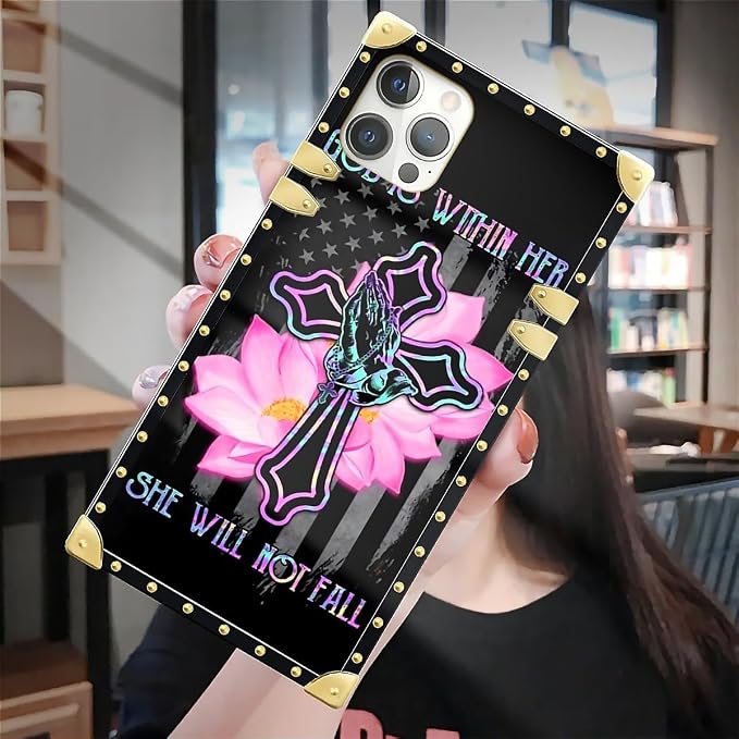 Compatible with iPhone 12 Pro Max Case, Praying Cross Hands Luxury Golden - Image 7