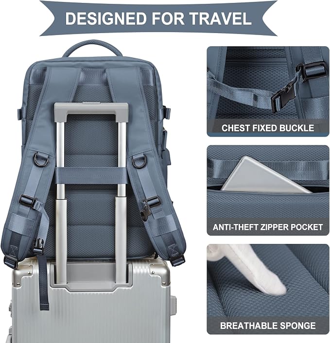 WONHOX Large Travel Backpack Carry on Flight Approved Laptop Work Business - Image 6