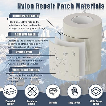 Cahomo 3x79 Nylon Repair Patch Nylon Repair Tape Self Adhesive Fabric Tapes - Image 3