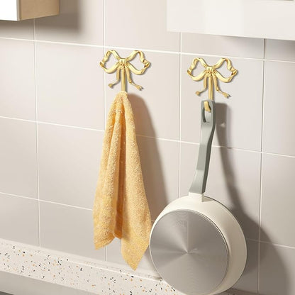 MAGICLULU Gold Coat Hook Bow Wall Hooks Brass Hanging Hook Multi-Purpose Door - Image 8
