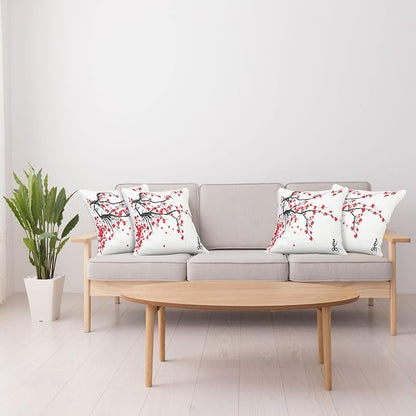 Ambesonne Nature Throw Pillow Cushion Case Pack of 4, Sakura Blossom Japanese - Image 4