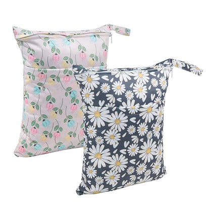 ALVABABY 2pcs Cloth Diaper Wet Dry Bags Waterproof Reusable - Image 2
