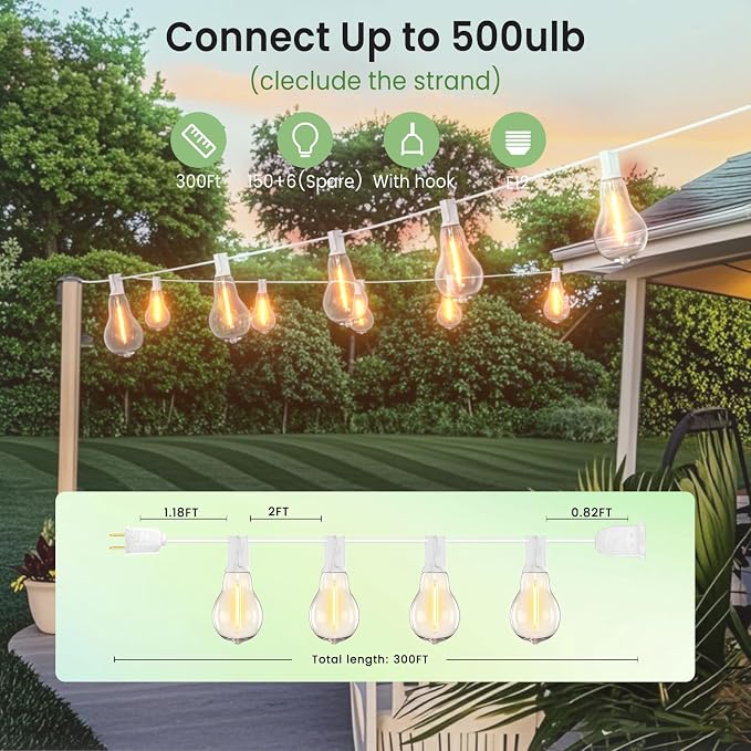 String Lights for Outside 300FT Outdoor Lights - Image 3