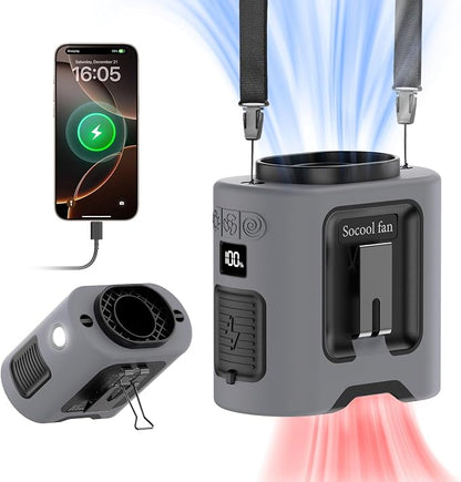 Socool 14500mAh Portable Waist Fan Clip on Belt 360 Rotation Wearable by Socoolfancoolinhand