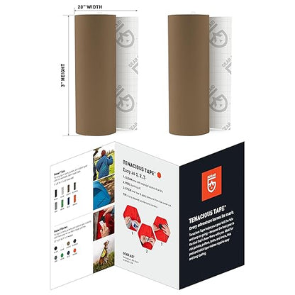 GEAR AID Tenacious Tape 3” x 20” Nylon Fabric Gear Repair Tape, Fix Holes and - Image 2