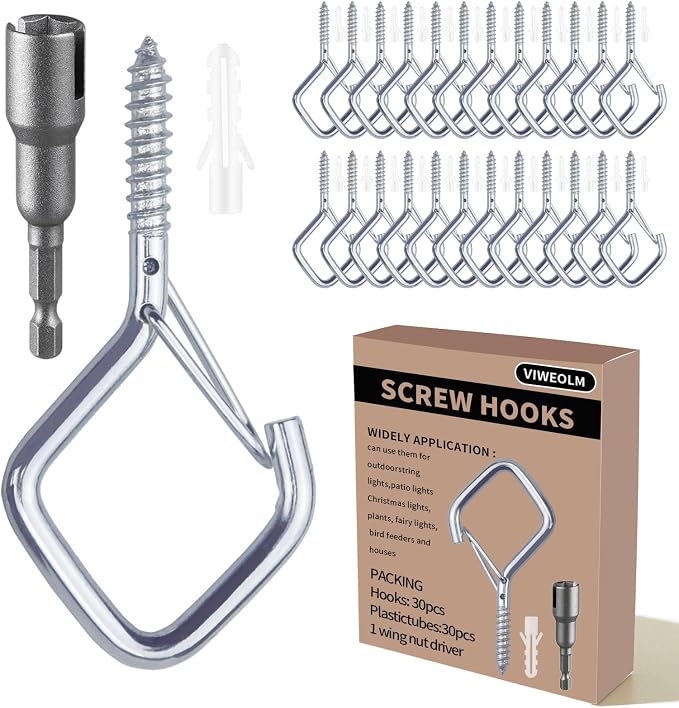 30 Pcs Silver Eye Hooks Screw Heavy Duty, Ceiling Hooks by Unknown