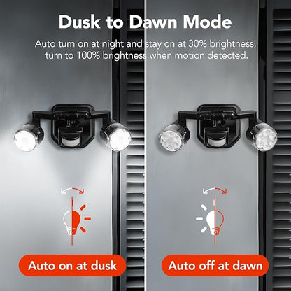 OREiN Outdoor Motion Sensor Security Light, 450° Adjustable 3-Head Floodlight - Image 4