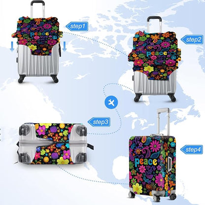 ANNA QUEEN Peace Flowers Travel Luggage Cover -Spring Stretchable Airplane - Image 6