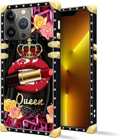 Compatible with iPhone 13 Pro Case, Queen Lip Crown Leopard Print Luxury Golden - Image 2