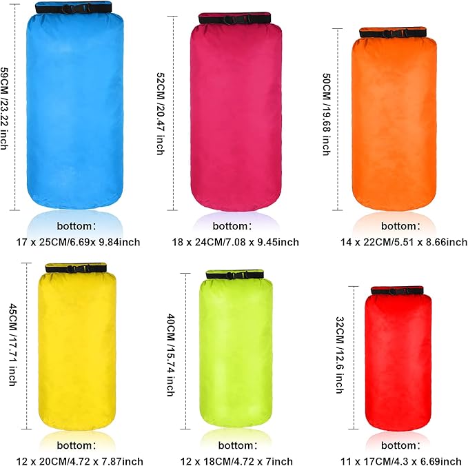 Shappy 6 Pcs Waterproof Dry Bag Set Ultralight Stuff Sack 20/15/10/8/5/3L - Image 2