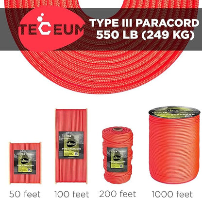 TECEUM Reflective Paracord Rope 1000 – 1000ft/200ft/100ft/50ft – 40+ Colors – - Image 9
