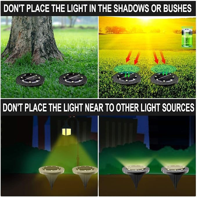 Solar Powered 2Pack, Waterproof LED Outdoor Disk Lights - Image 8