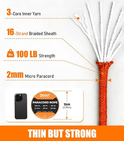 DDOUT 2mm Paracord 100lb, Thin Micro Paracord Rope, DIY Projects, Camping & - Image 2