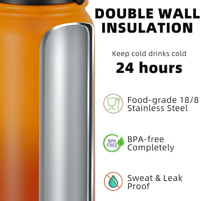 Fanhaw 24 oz Insulated Stainless Steel Water Bottle - Image 3