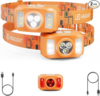 Upgraded Headlamp Rechargeable, Ultra Bright Headlight Flashlight by GloworPath